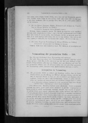 Versammlung der preussischen Städte. - 1388.