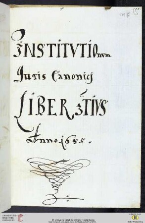 Institutionum Juris Canonicj Liber 3tius Anno 1685.