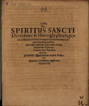 LXXII. De Spiritus Sancti divinitate & hieroglyphis