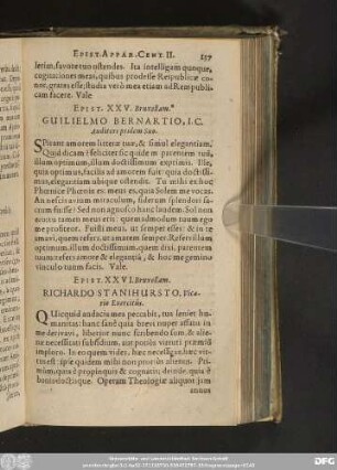 Epist. XXVI. Bruxellam. Richardo Stanihursto, Vicario Exercitûs.