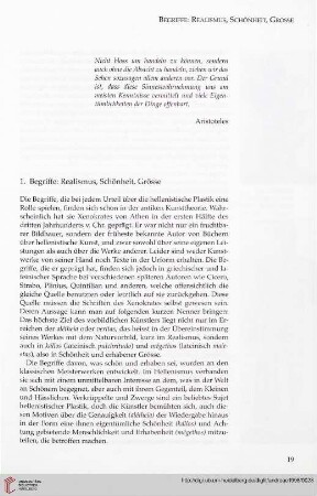 1. Begriffe: Realismus, Schönheit, Grösse