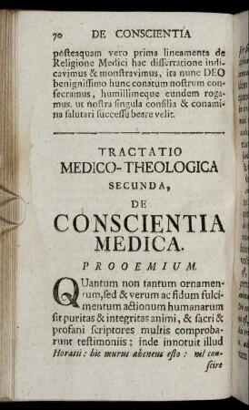 Secunda, De Conscientia Medica.