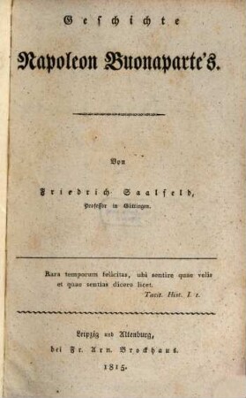 Geschichte Napoleon Buonaparte's