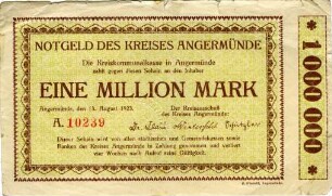 Angermünde, Kreis: 1 Million Mark 1923