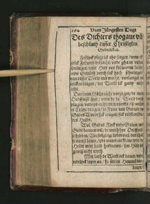 Des Dichters thogaue vnbeschluth disser Christlyken Gedancken.