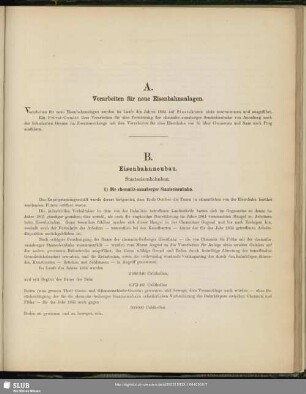 A. Vorarbeiten für neue Eisenbahnanlagen