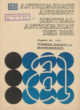 Nr. 1737: Allgemeine Literatur- u. Sprachwissenschaft