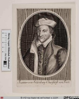 Bildnis Johann (von Schönenberg [Schönenburg]), 1581-99 Kurfürst u. Erzbischof von Trier