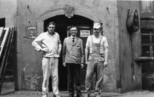 Meißen. Reichmühle, (v. l. n. rechts): Untermüller Berndt Fehrmann, Vater Gerhard und Obermüller Klaus Fehrmann