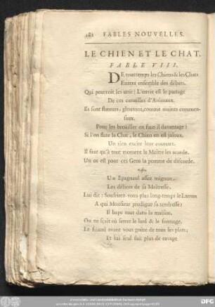 Le Chien Ete Le Chat. Fable VIII.