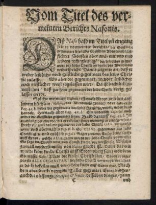 Vom Titel des vermeinten Berichts Nasonie.