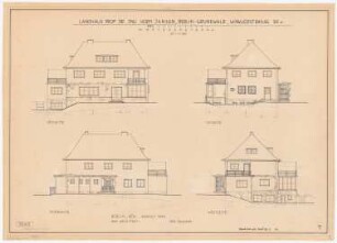 Haus Jansen, Berlin-Grunewald: Ansichten Garten-, Rück-, NO- und SW-Seite 1:100