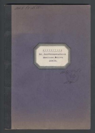 Auswertung der Buchführungsergebnisse bäuerlicher Betriebe 1929/30