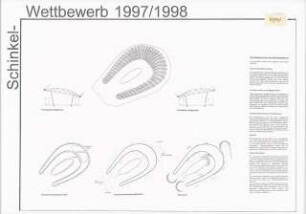 Omnibusbahnhof in der AVUS-Nordkurve, Berlin-Charlottenburg Schinkelwettbewerb 1998: Perspektivische Ansicht, Schemata, Erläuterungen