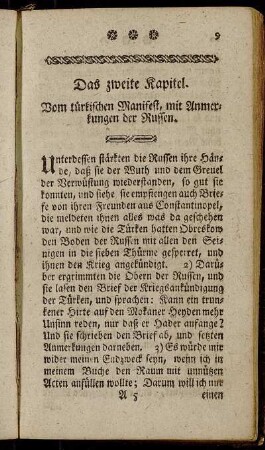 Das zweite Kapitel. Vom türkischen Manifest, mit Anmerkungen der Russen.