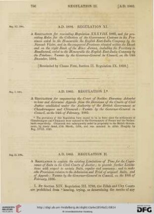 Regulations A.D. 1805