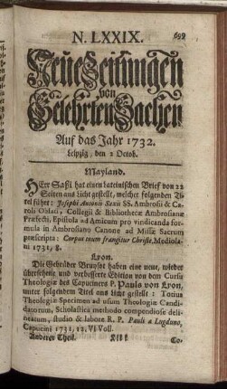 N. LXXIX. Leipzig, den 2 Octob. - N. LXXXVII. Leipzig, den 30 Octob.