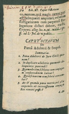 Caput Octavum De Poena Adulterii & Stupri.