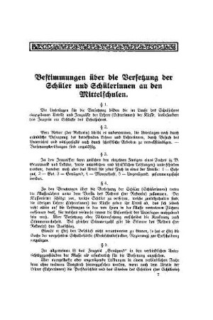 Bestimmungen über die Versetzung der Schüler und Schülerinnen an den Mittelschulen