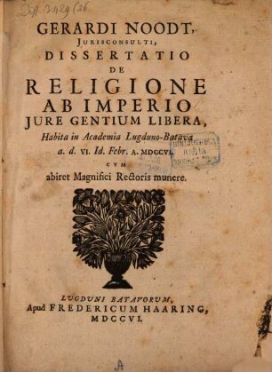 Diss. ... de religione ab imperio iure gentium libera