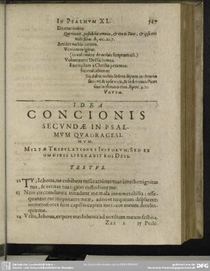 Idea Concionis Secundae In Psalmum Quadragesimum