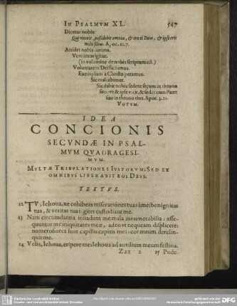 Idea Concionis Secundae In Psalmum Quadragesimum
