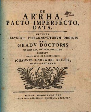 De Arrha, Pacto Imperfecto, Data