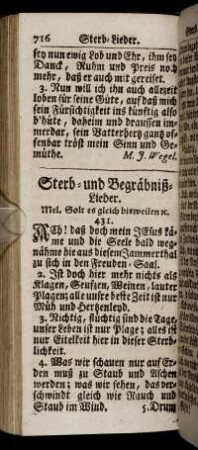 Sterb- und Begraebniß-Lieder