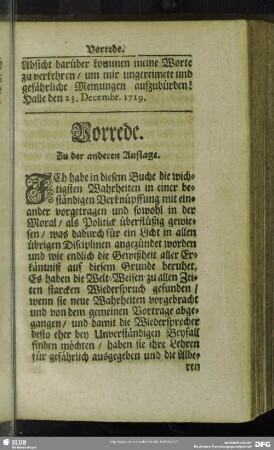 Vorrede. Zu der anderen Auflage
