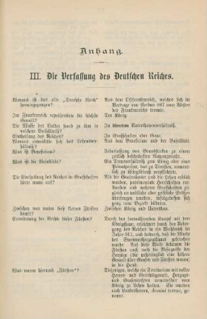 Anhang. III. Die Verfassung des Deutschen Reiches.