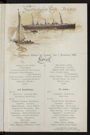 Lunch auf der "Kaiser Wilhelm der Grosse"
