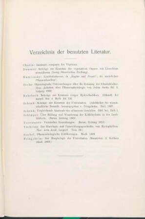 Verzeichnis der benutzten Literatur.