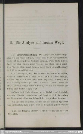 II. Die Analyse auf nassem Wege