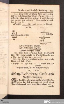 Cap. XXVI. Müntz-Resolvirung, Cassir- und Wechsel-Rechnung.