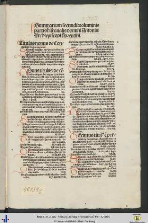 Summarium secundi voluminis partis historialis domini Antonini Archiepiscopi florentini.