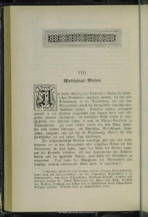 VIII. Medizinal-Wesen
