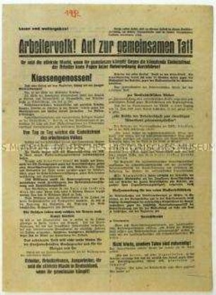 Aufruf der KPD zum Kampf gegen die Wirtschaftspolitik der Reichsregierung