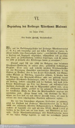 Die Begründung des Freiberger Alterthums-Museums im Jahre 1861