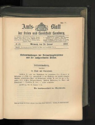 No. 18, 26. Januar 1916