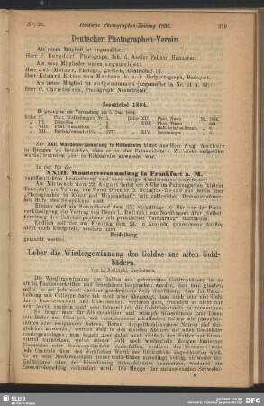 Ueber die Wiedergewinnung des Goldes aus alten Goldbädern