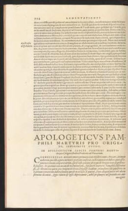 Apologeticus Pamphili Martyris Pro Origene, Interprete Rufino.