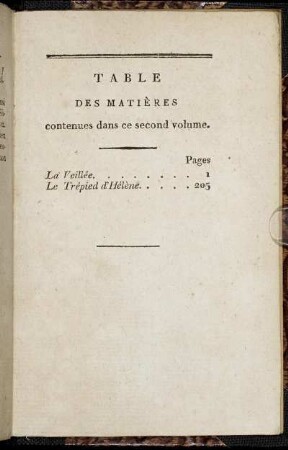 Table Des Matières contenues dans ce second volume