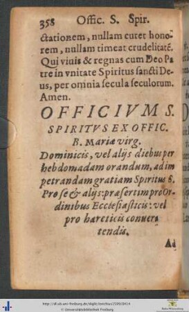 Officium Sancti Spiritus Ex Officio Beatæ Mariæ virginis
