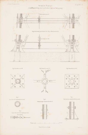 Viadukt, Crumlin: Details Konstruktion (aus: Atlas zur Zeitschrift für Bauwesen, hrsg. v. G. Erbkam, Jg. 8, 1858)