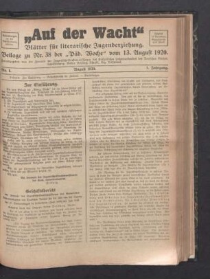 1: Auf der Wacht - 1.1920/21