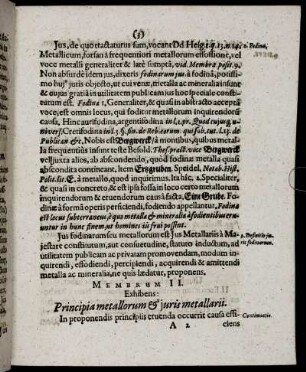 Membrum II. Exhibens: Principia metallorum & iuris metallarii