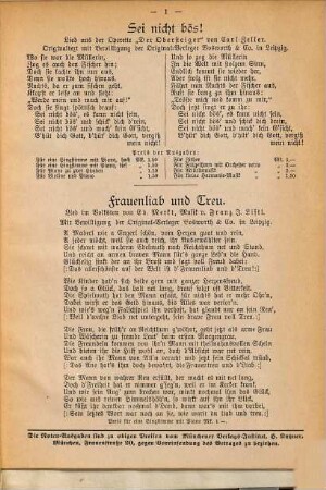 Sei nicht bös! : sowie viele andere neue Couplets & Lieder