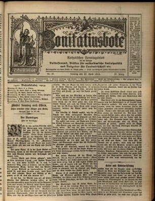 Erste Ausgabe vom Sonntag, den 27. April 1913.