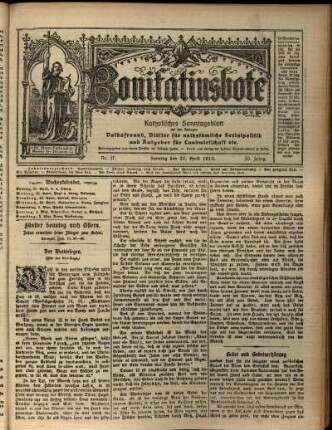 Erste Ausgabe vom Sonntag, den 27. April 1913.