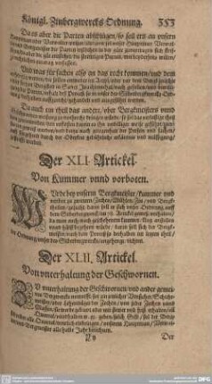 Der XLII. Artickel. Von unterhaltung der Geschwornen.